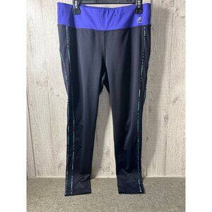 Fila Sport Performance Womens Athletic Leggings Large Black & Blue Workout